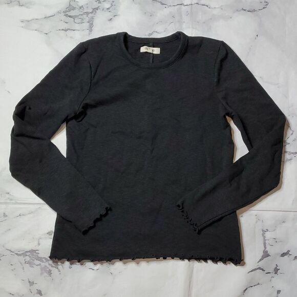 Madewell Black Basic Long Sleeve Blouse - Picture 1 of 6